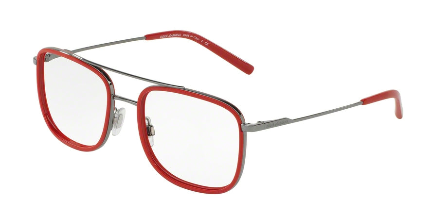 DOLCE & GABBANA DG1288 Square Eyeglasses  04-GUNMETAL/RED 53-18-145 - Color Map red