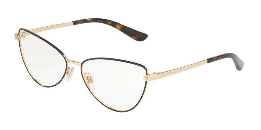 DOLCE & GABBANA DG1321 Irregular Eyeglasses  1320-GOLD/MATTE BROWN 58-15-140 - Color Map brown