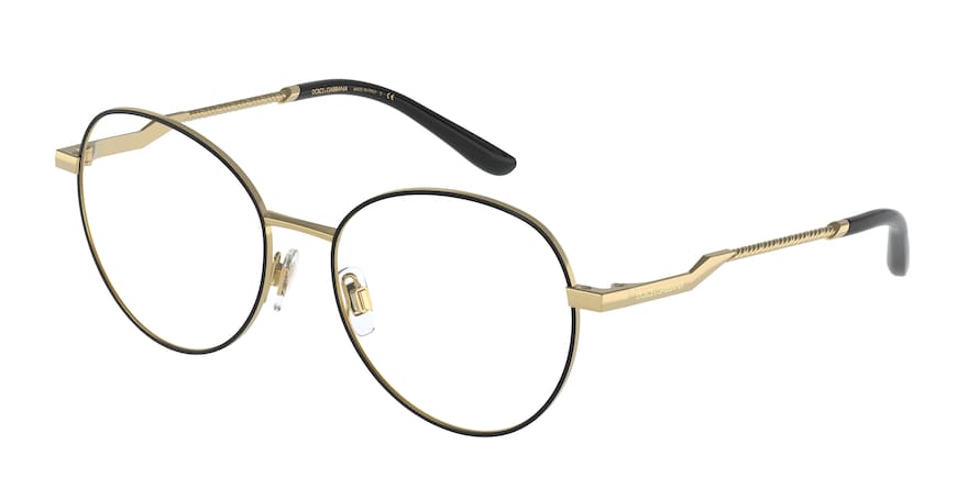 DOLCE & GABBANA DG1333 Round Eyeglasses  1334-GOLD/BLACK 54-17-140 - Color Map gold