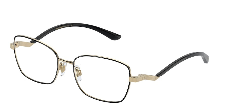 DOLCE & GABBANA DG1334 Rectangle Eyeglasses  1334-GOLD/BLACK 55-17-140 - Color Map gold