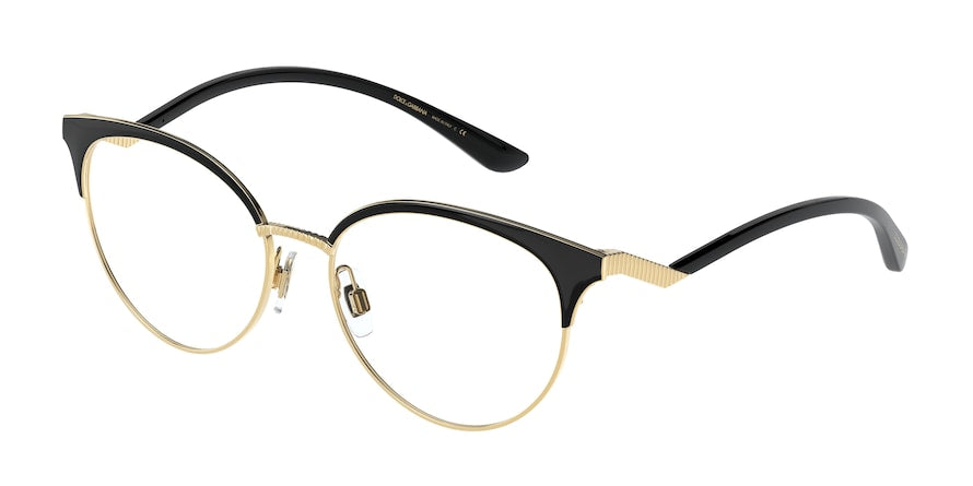 DOLCE & GABBANA DG1337 Phantos Eyeglasses  1334-GOLD/BLACK 53-16-145 - Color Map black