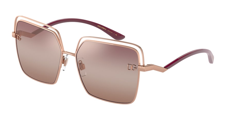 DOLCE & GABBANA DG2268 Square Sunglasses  1298AQ-PINK GOLD 59-15-140 - Color Map pink