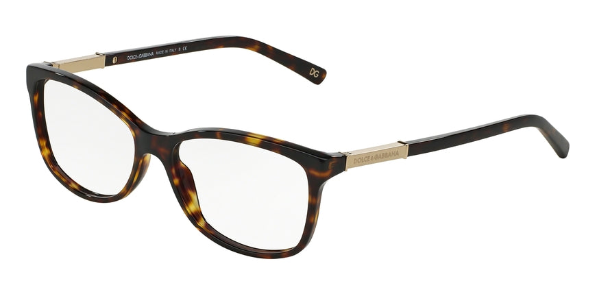 DOLCE & GABBANA LOGO PLAQUE DG3107 Butterfly Eyeglasses  502-HAVANA 54-15-140 - Color Map havana