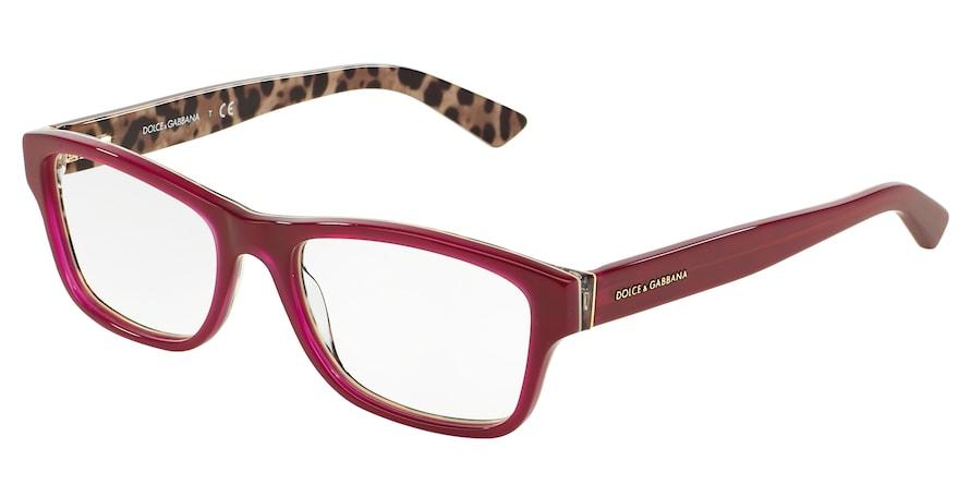 DOLCE & GABBANA ENCHANTED BEAUTIES DG3208 Rectangle Eyeglasses  2882-TOP OPAL BORDEAUX/LEO 52-17-140 - Color Map bordeaux