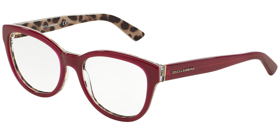 DOLCE & GABBANA ENCHANTED BEAUTIES DG3209 Round Eyeglasses  2882-TOP OPAL BORDEAUX/LEO 53-18-140 - Color Map bordeaux