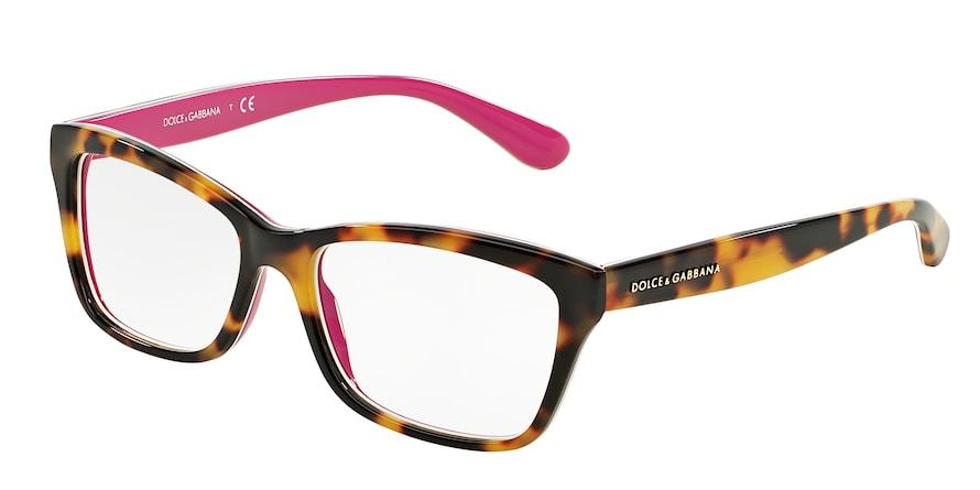 DOLCE & GABBANA CONTEMPORARY DG3215 Rectangle Eyeglasses  2892-TOP HAVANA ON CYCLAMEN 52-16-140 - Color Map havana