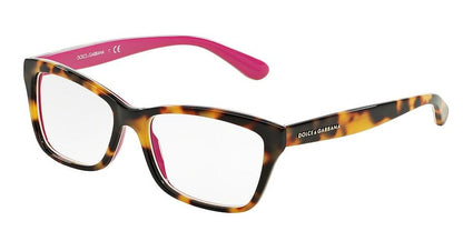 DOLCE & GABBANA CONTEMPORARY DG3215 Rectangle Eyeglasses  2892-TOP HAVANA ON CYCLAMEN 52-16-140 - Color Map havana