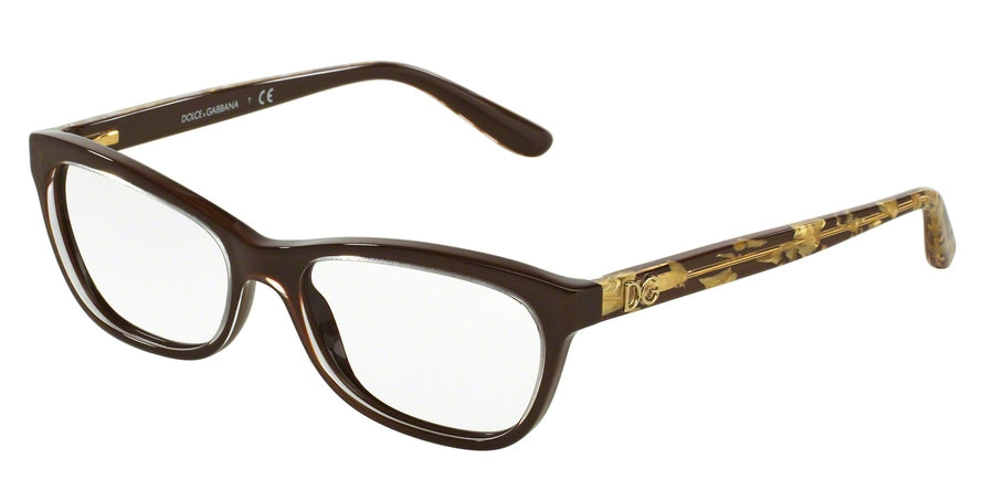 DOLCE & GABBANA DG3221 Cat Eye Eyeglasses  2918-CRYSTAL ON BROWN 53-16-140 - Color Map brown