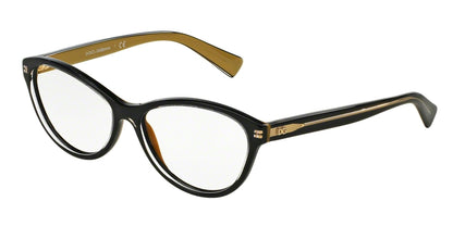 DOLCE & GABBANA DG3232 Cat Eye Eyeglasses  2955-TOP BLACK ON GOLD 55-15-140 - Color Map black