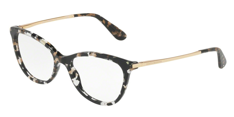 DOLCE & GABBANA DG3258F Butterfly Eyeglasses  911-CUBE BLACK/GOLD 54-17-140 - Color Map havana