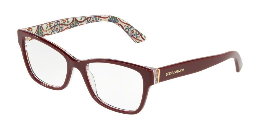 DOLCE & GABBANA DG3274 Rectangle Eyeglasses  3179-BORDEAUX ON NEW MAIOLICA 54-17-140 - Color Map bordeaux
