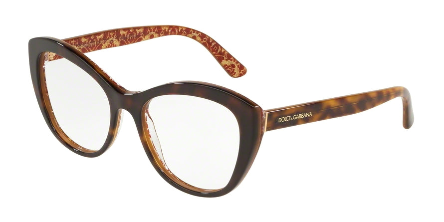 DOLCE & GABBANA DG3284F Cat Eye Eyeglasses  3204-HAVANA ON DAMASCUS GLITTER 53-17-140 - Color Map havana