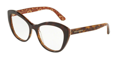 DOLCE & GABBANA DG3284 Cat Eye Eyeglasses  3204-HAVANA ON DAMASCUS GLITTER 53-17-140 - Color Map havana