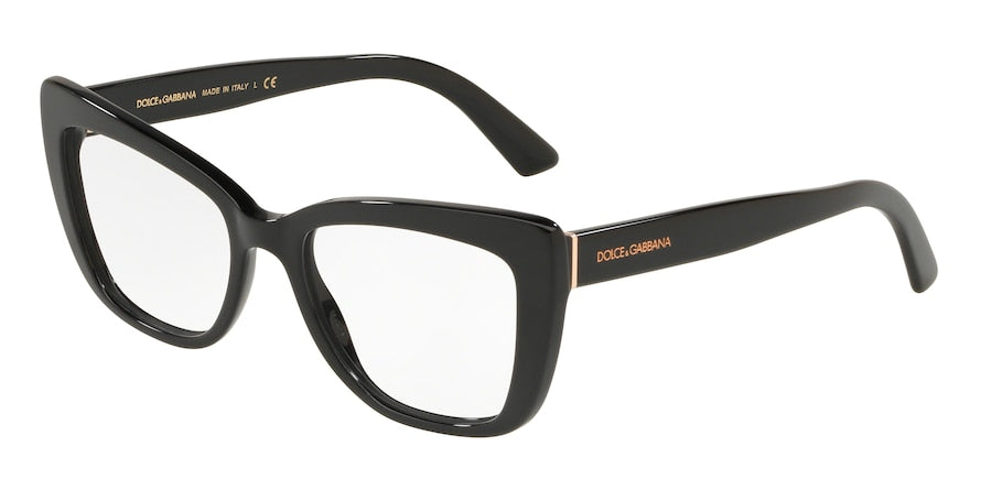 DOLCE & GABBANA DG3308 Cat Eye Eyeglasses  501-BLACK 53-18-145 - Color Map black