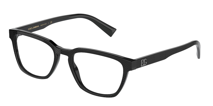 DOLCE & GABBANA DG3333F Rectangle Eyeglasses  3298-NERO TEXTURE SPIGATO 54-19-145 - Color Map black