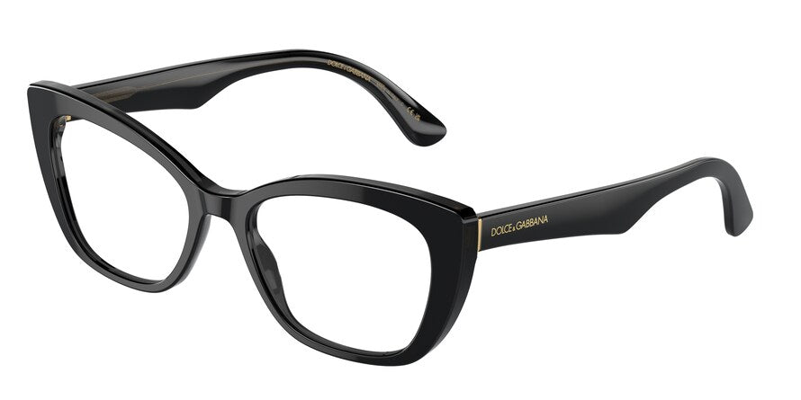 DOLCE & GABBANA DG3360 Cat Eye Eyeglasses  3246-BLACK/TRANSPARENT GREY 54-18-145 - Color Map black
