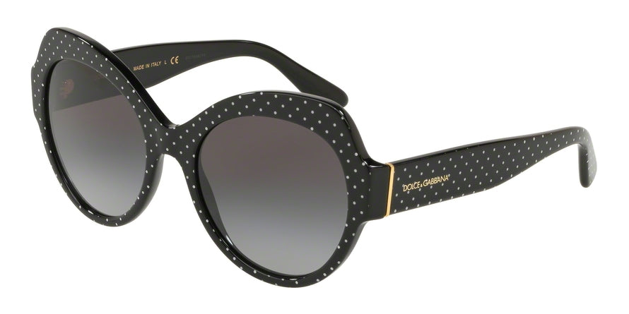 DOLCE & GABBANA DG4320 Cat Eye Sunglasses  31268G-POIS WHITE ON BLACK 56-19-140 - Color Map black