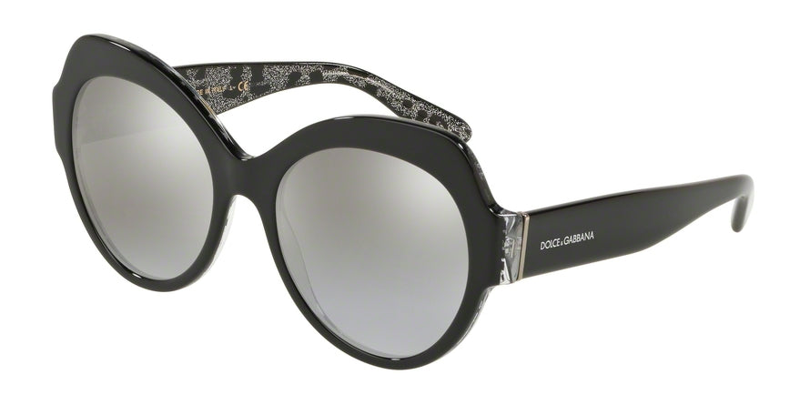 DOLCE & GABBANA DG4320 Cat Eye Sunglasses  32036V-BLACK ON GLITTER LEO 56-19-140 - Color Map black
