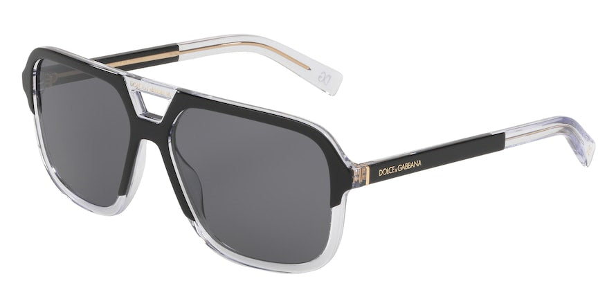 DOLCE & GABBANA DG4354F Rectangle Sunglasses  501/81-TOP BLACK ON CRYSTAL 58-15-145 - Color Map black