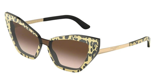 DOLCE & GABBANA DG4357 Cat Eye Sunglasses  320813-LEO GLITTER GOLD ON BLACK 29-129-140 - Color Map multi