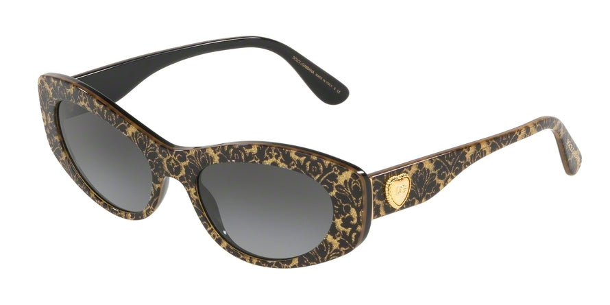 DOLCE & GABBANA DG4360F Cat Eye Sunglasses  32148G-DAMASCO GLITTER BLACK ON BLACK 53-18-140 - Color Map black