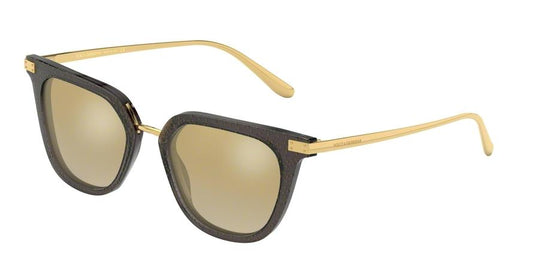 DOLCE & GABBANA DG4363F Irregular Sunglasses  32106E-TRANSPARENT BLACK POIS GOLD 52-19-140 - Color Map multi