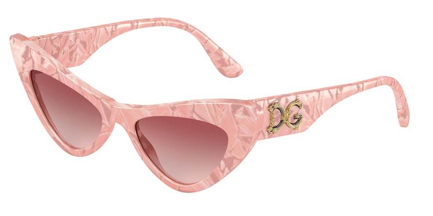 DOLCE & GABBANA DG4368F Cat Eye Sunglasses  323113-MADREPERLA PINK 52-19-145 - Color Map pink