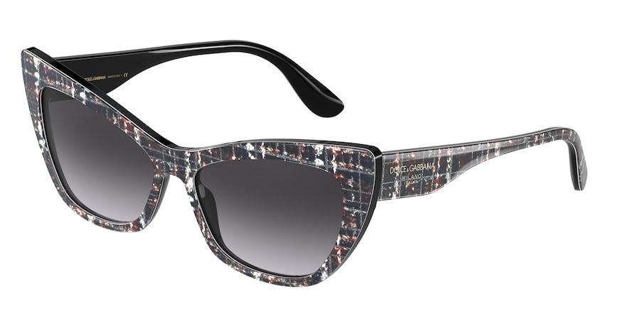 DOLCE & GABBANA DG4370F Cat Eye Sunglasses  32868G-BLACK TWEED 56-15-140 - Color Map multi
