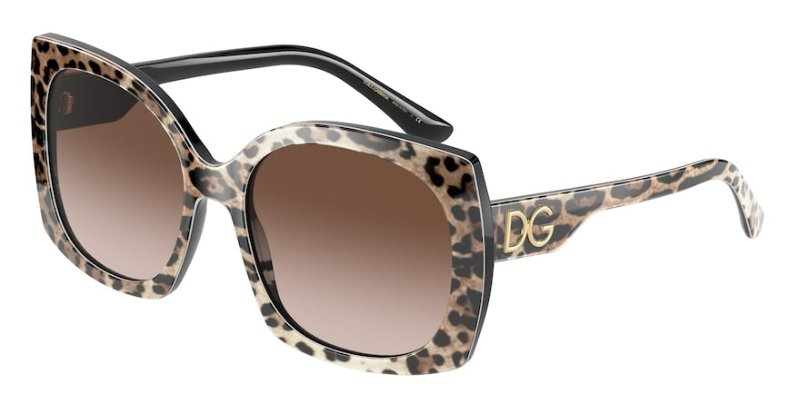 DOLCE & GABBANA DG4385 Square Sunglasses  316313-LEO BROWN ON BLACK 58-18-145 - Color Map multi