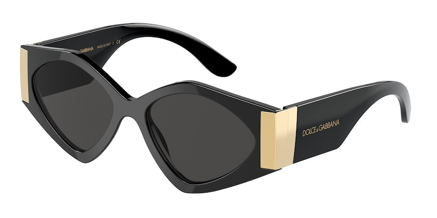 DOLCE & GABBANA DG4396F Irregular Sunglasses  501/87-BLACK 55-17-145 - Color Map black