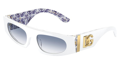 DOLCE & GABBANA DG4411 Rectangle Sunglasses  337119-WHITE ON BLUE MAIOLICA 54-19-140 - Color Map white