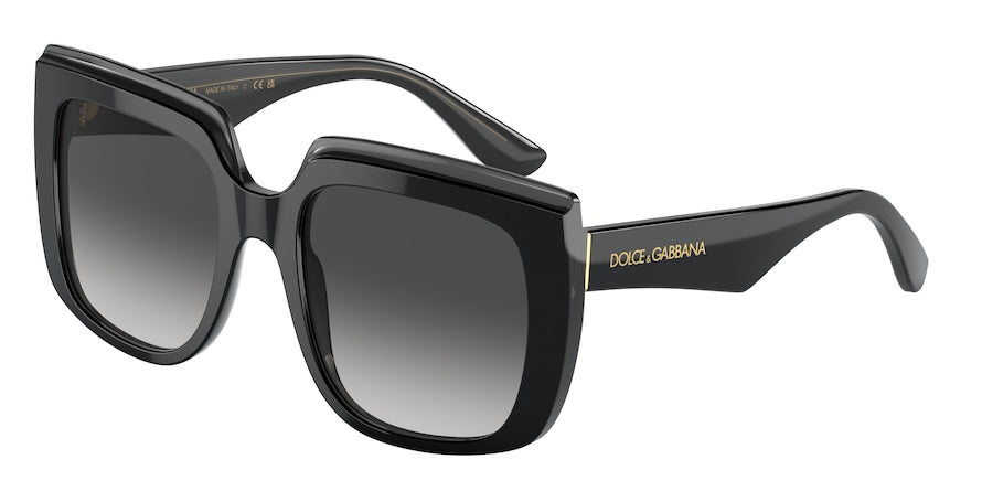 DOLCE & GABBANA DG4414F Square Sunglasses  501/8G-BLACK ON TRANSPARENT BLACK 54-20-145 - Color Map black