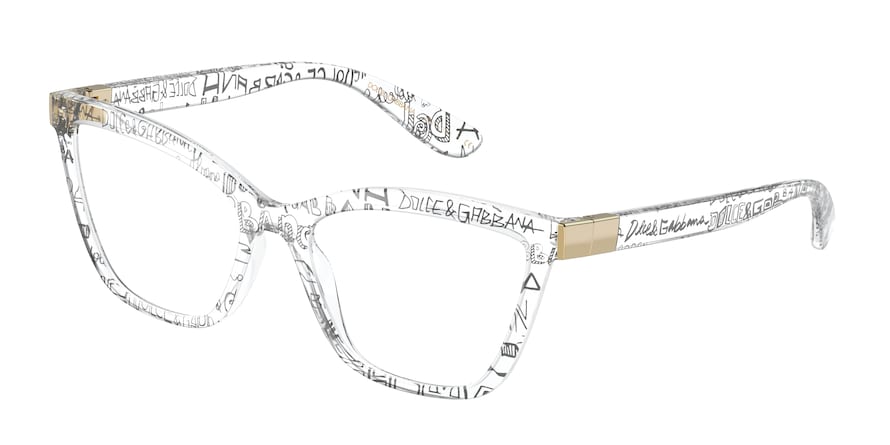 DOLCE & GABBANA DG5076 Cat Eye Eyeglasses  3314-TRANSPARENT GRAFFITI 55-17-140 - Color Map multi