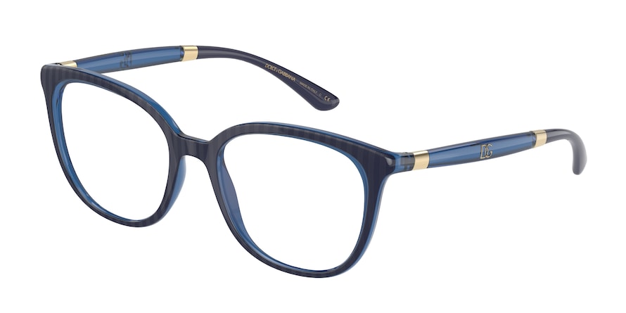 DOLCE & GABBANA DG5080 Butterfly Eyeglasses  3324-CHEVRON/TRANSPARENT BLUE 52-18-145 - Color Map blue