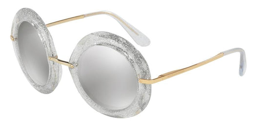 DOLCE & GABBANA DG6105 Round Sunglasses  31086G-CRYSTAL/GLITTER SILVER 50-27-135 - Color Map silver