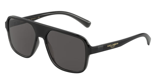 DOLCE & GABBANA DG6134 Square Sunglasses  325787-TRANSPARENT GREY/BLACK 57-16-145 - Color Map black