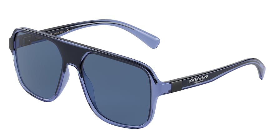 DOLCE & GABBANA DG6134 Square Sunglasses  325880-TRANSPARENT BLUE/BLACK 57-16-145 - Color Map blue