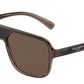DOLCE & GABBANA DG6134 Square Sunglasses  325973-TRANSPARENT BROWN/BLACK 57-16-145 - Color Map brown