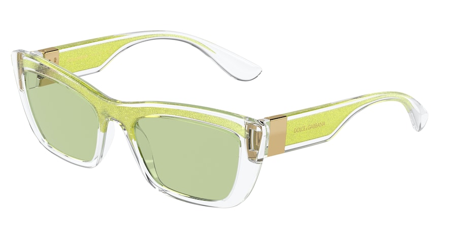 DOLCE & GABBANA DG6171 Cat Eye Sunglasses  3354/2-TRANSPARENT/GREEN GLITTER 54-19-145 - Color Map green