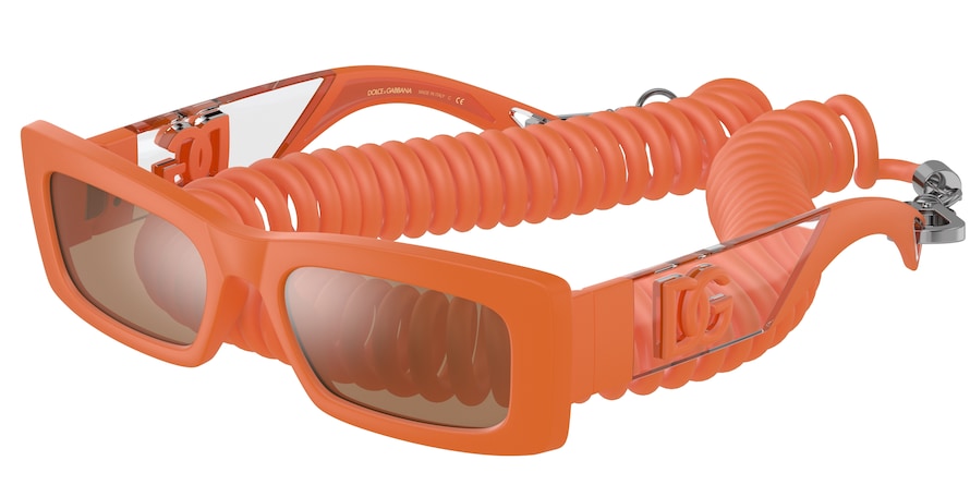 DOLCE & GABBANA DG6173 Rectangle Sunglasses  33386Q-ORANGE RUBBER 54-19-145 - Color Map orange