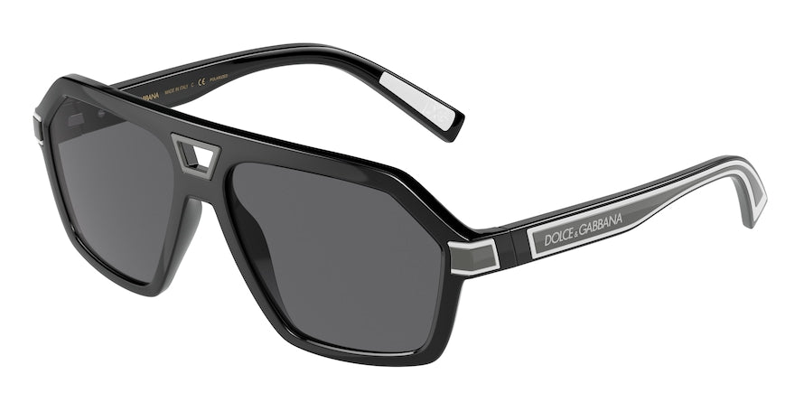 DOLCE & GABBANA DG6176 Pilot Sunglasses  501/81-BLACK 58-15-145 - Color Map black