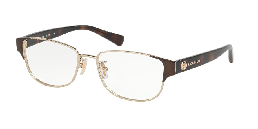 Coach HC5079 Rectangle Eyeglasses  9258-BROWN LT GOLD/DARK TORTOISE 53-16-135 - Color Map gold