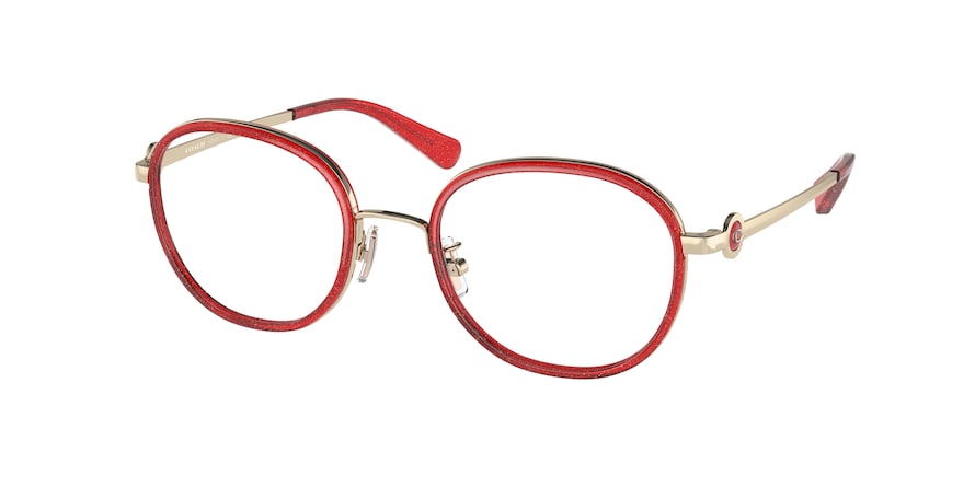 Coach HC5129 Round Eyeglasses  5544-TRANSPARENT GLITTER RED 51-20-140 - Color Map red
