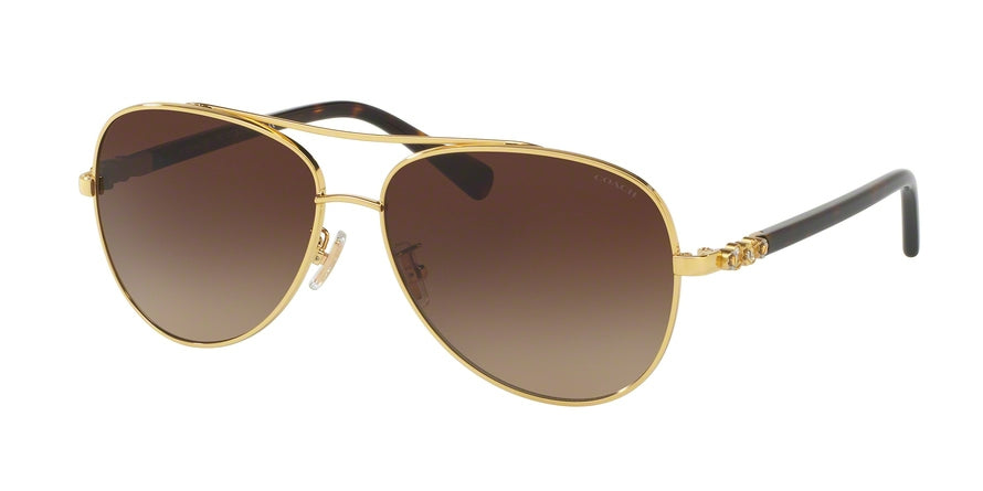 Coach L1636 HC7072B Pilot Sunglasses  930313-GOLD/ DARK TORTOISE 59-14-140 - Color Map gold