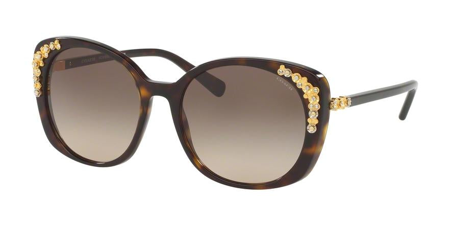 Coach L1595 HC8186B Cat Eye Sunglasses  5120D0-DARK TORTOISE 56-19-140 - Color Map havana