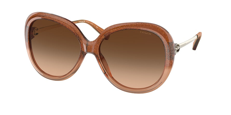 Coach C3483 HC8314 Round Sunglasses  563974-SHIMMER BROWN AMBER GRADIENT 59-16-140 - Color Map brown