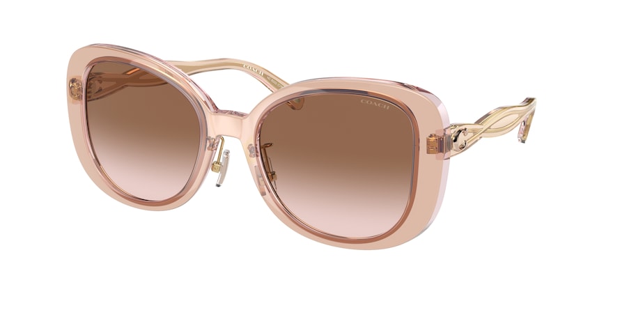 Coach C7995 HC8333 Square Sunglasses  568013-TRANSPARENT BLUSH 53-20-140 - Color Map pink