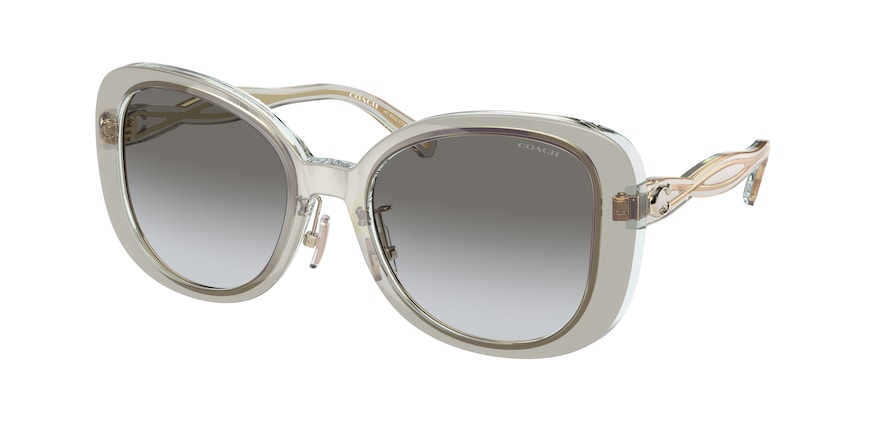 Coach C7995 HC8333 Square Sunglasses  56813C-TRANSPARENT GREY 53-20-140 - Color Map grey