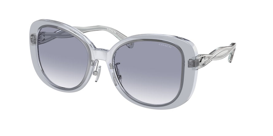 Coach C7995 HC8333 Square Sunglasses  568279-TRANSPARENT BLUE 53-20-140 - Color Map blue