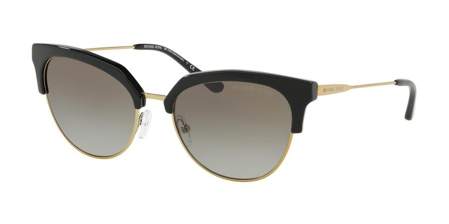 Michael Kors SAVANNAH MK1033 Irregular Sunglasses  32698E-BLACK/SHINY PALE GOLD-TONE 54-18-140 - Color Map black